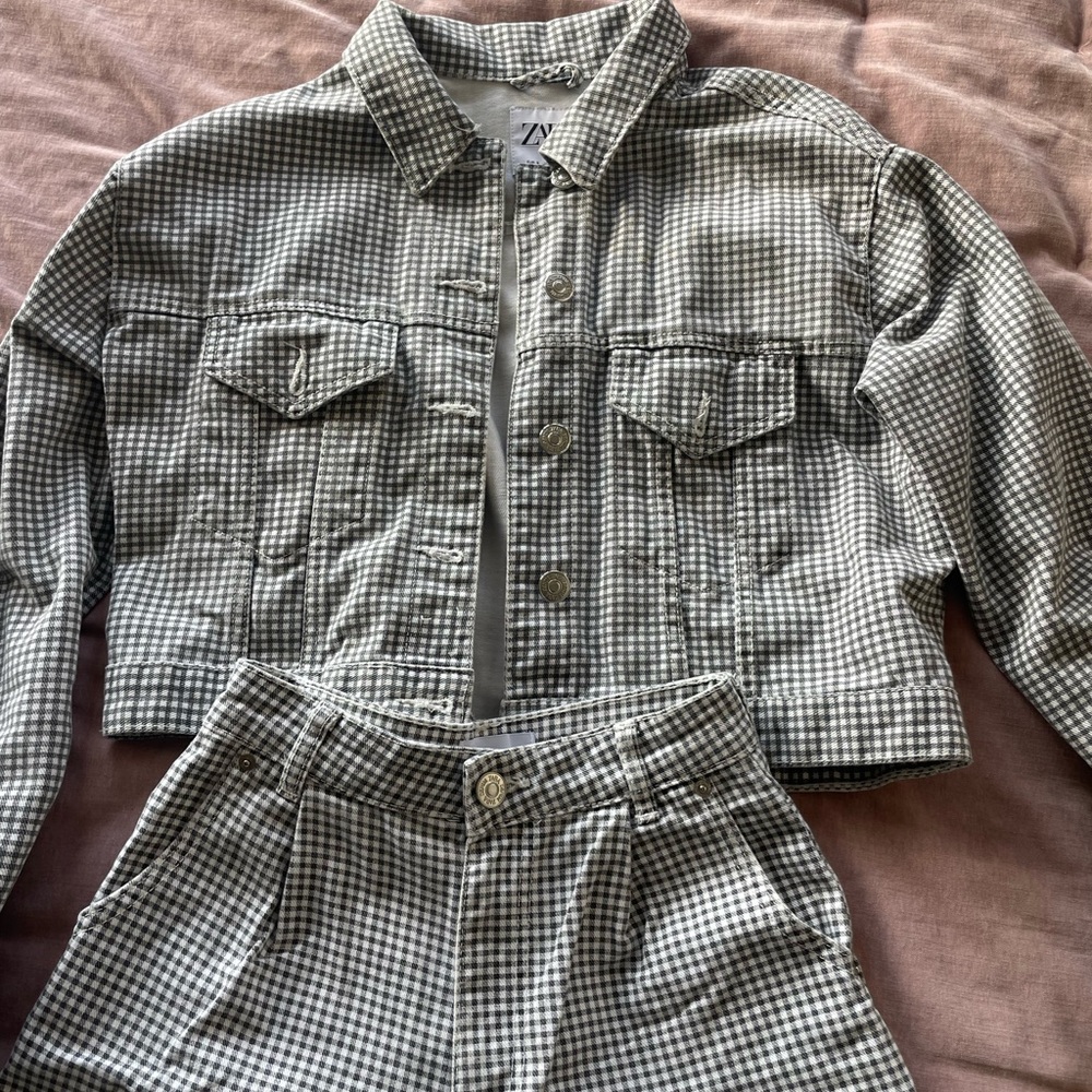 Zara Checkered Jacket and Shorts Set - Picture 3 of 9